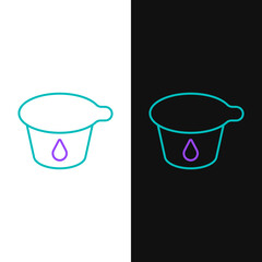 Line Yogurt container icon isolated on white and black background. Yogurt in plastic cup. Colorful outline concept. Vector
