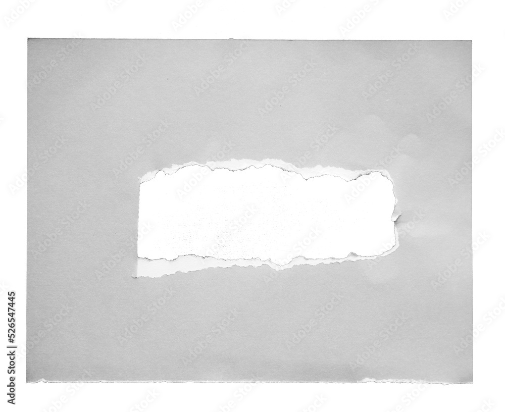 Poster torn paper with the curled ripped sides. a round black hole of torn on the white paper. realistic to