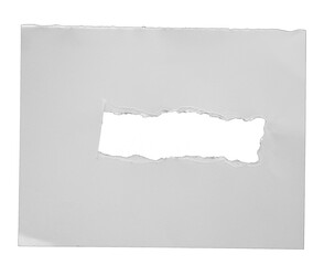 Fototapeta premium torn paper with the curled ripped sides. a round black hole of torn on the white paper. realistic torn paper with the ripped edges for copy space and text.