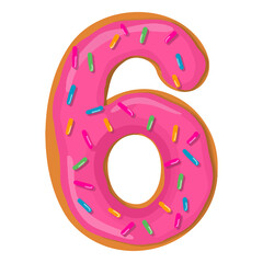 Number Six, Sweet Donut With Number 6 Shape
