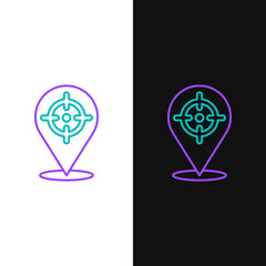 Line Target financial goal concept icon isolated on white and black background. Symbolic goals achievement, success. Colorful outline concept. Vector