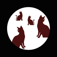 Four red cat animal logo design 