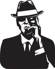 Mafia Character Logo Design vector illustration. The man of detective line art design. The man of detective icon design. The man of detective design inspiration