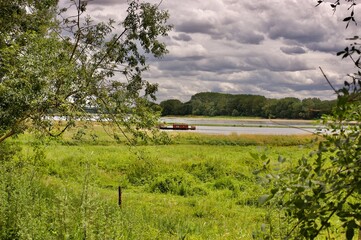 red boat on the river Loire
