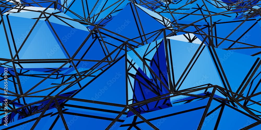 Poster abstract simple triangulated wireframe background. 3d render