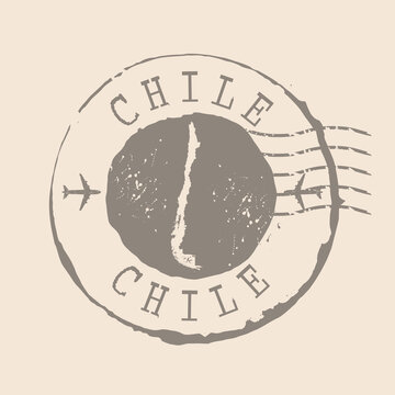 
Stamp Postal of Chile. Map Silhouette rubber Seal.  Design Retro Travel. Seal of Map Chile grunge  for your design.  EPS10