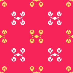 Yellow Online class icon isolated seamless pattern on red background. Online education concept. Vector Illustration