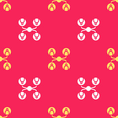 Yellow Online class icon isolated seamless pattern on red background. Online education concept. Vector Illustration