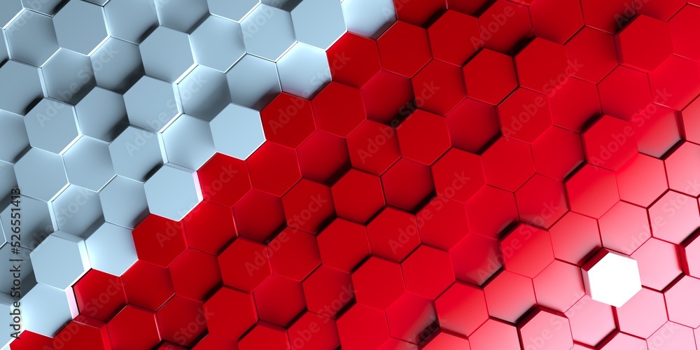 Poster 3d image of a decorative panel from multi-colored hexagons. background and texture