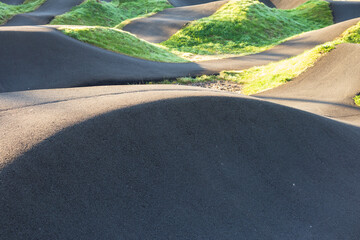 Close up pf a BMX racetrack in Scotland on a summer's day in Glasgow, Scotland 