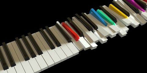 Fototapeta premium Broken piano keyboard as a symbol of expressive music and jazz. 3D render