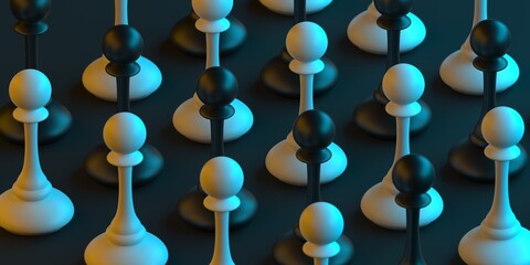 Chess pawns crowd concept background