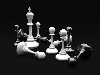 Obraz premium Chess king winning business concept of leadership. Strategy game. 3d rendering