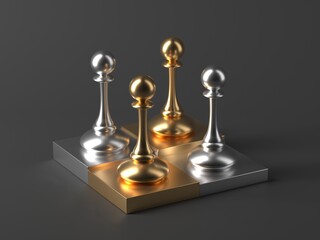 Winning chess pawn concept. Beat Competitors. Think different concept