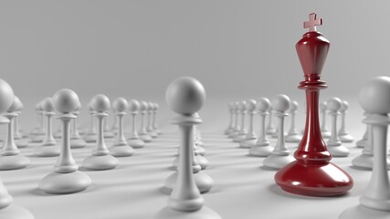 Chess king winning business concept of leadership. Strategy game. 3d rendering