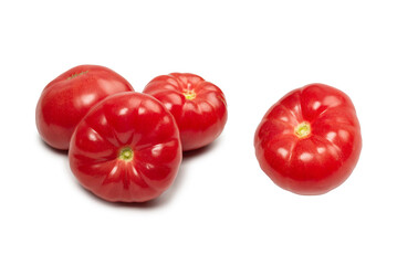 Red fresh tomato isolated on white background.