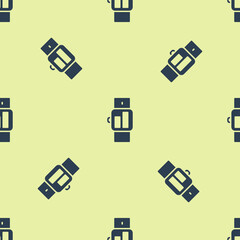 Fototapeta premium Blue Smartwatch icon isolated seamless pattern on yellow background. Vector