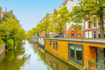 Houseboats Along the Bank of the Amsterdam Canal