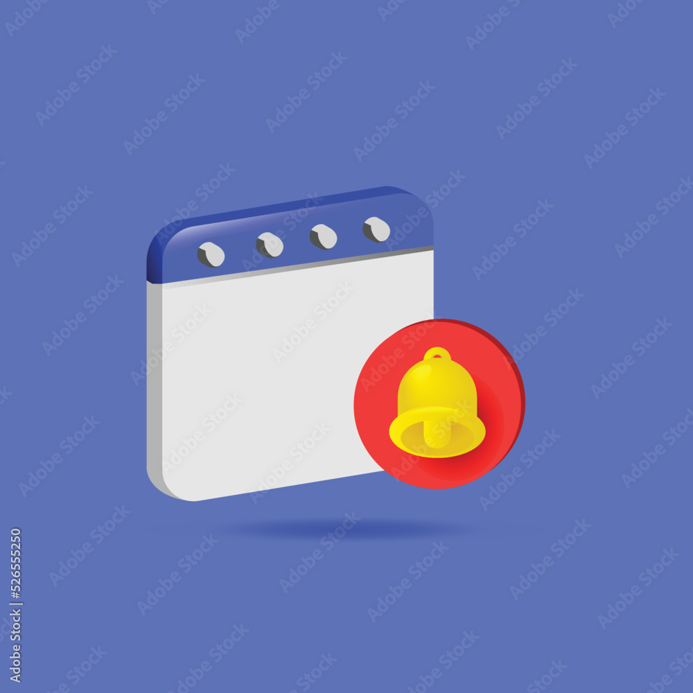 Poster 3d blank calendar with notification alert design vector