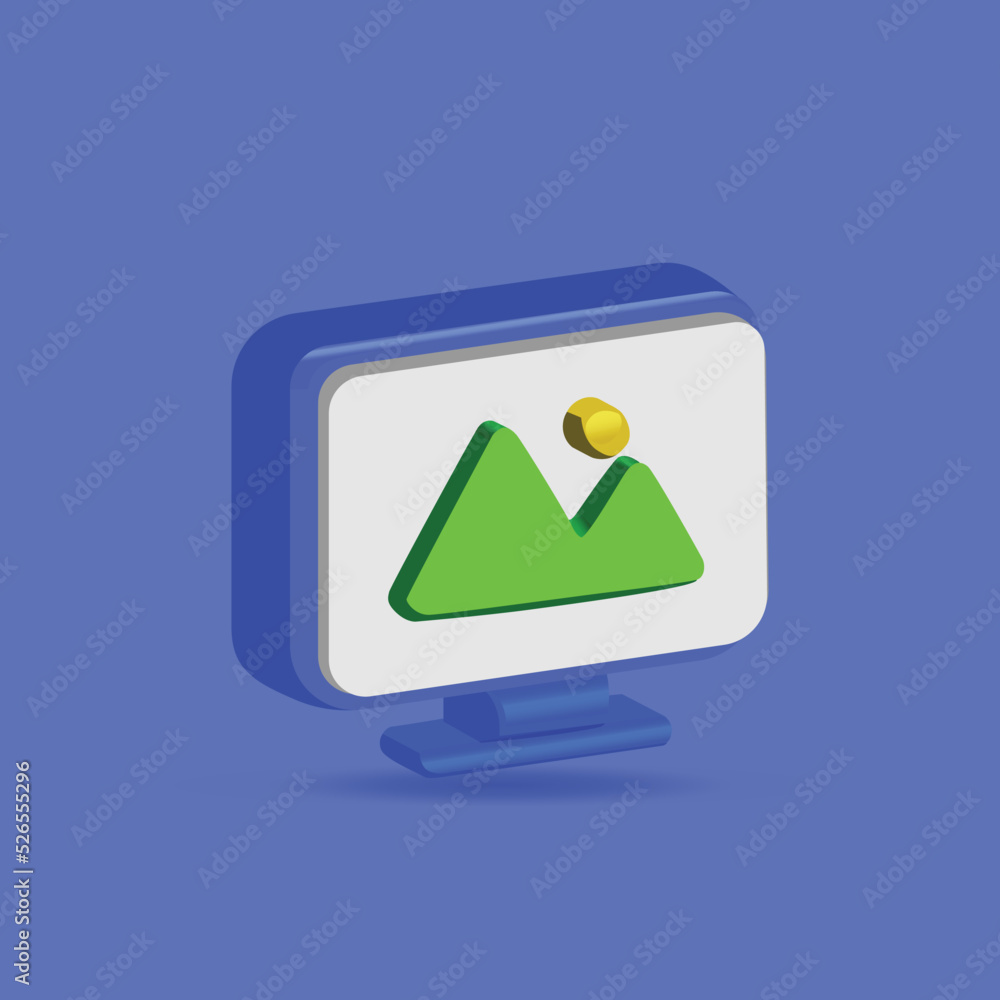 Poster 3d monitor with image design vector