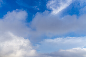 Beautiful natural background, blue sky with clouds. Abstract wallpaper