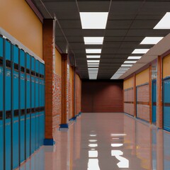 Modern School Hallway