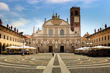 church vigevano italia blue sky clouds