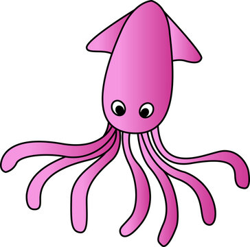cute of squid on cartoon version,vector illustration