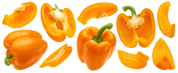 Orange bell pepper isolated on white background
