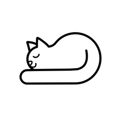 cute sleepy cat, sleeping curled kitten - vector illustration	