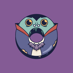 Halloween Dracula Donut theme illustration