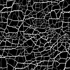 Monochrome web illustration. Difficult confused seamless background, vector graphics. cracks texture white and black