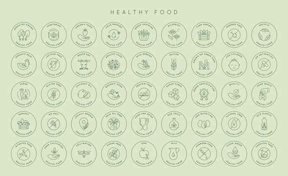 Vector natural product icon label set. 