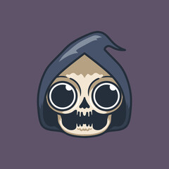 Halloween head Grim reaper cute illustration