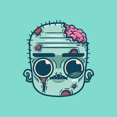 Halloween head Zombie cute illustration