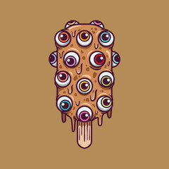 Halloween Monster Ice Cream illustration