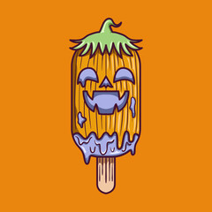 Halloween Pumpkin Ice Cream illustration