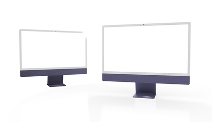 Computer display with blank white screen 3d