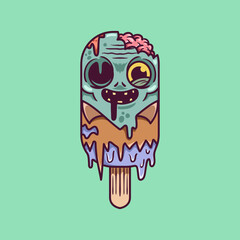 Halloween Zombie Ice Cream illustration