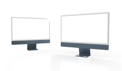 Computer display with blank white screen 3d