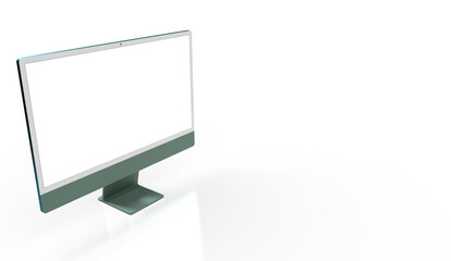 Realistic flat screen computer monitor 3de style mockup with blank screen isolated 3d