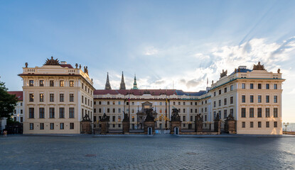 Fototapeta na wymiar Prague, Czech Republic - August 16, 2022 : The Prague Castle view in Prague City