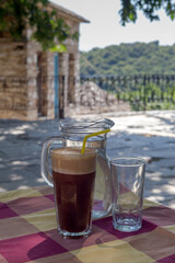 Cold coffee in a glass close-up
