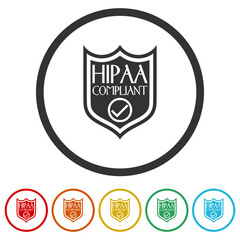 Naklejka premium HIPAA Compliance Icon. Set icons in color circle buttons