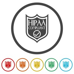 Obraz premium HIPAA Compliance Icon. Set icons in color circle buttons