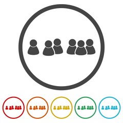 Person icon image. Person icon symbol. Set icons in color circle buttons
