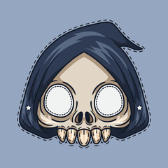 Scary Grim reaper Halloween mask illustration