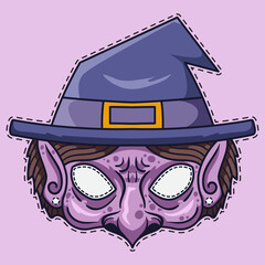 Scary Witch Halloween mask illustration