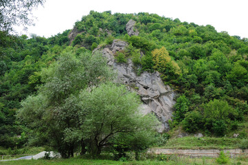 Fototapeta na wymiar Rocky mountain with forest, Armenia