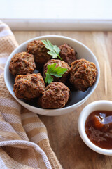 Beef frikkadels. A traditional South African meatball made with mince, bread, spices, eggs and onion. 